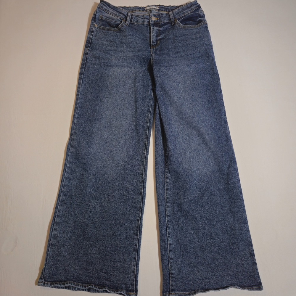S.O.N.G. Jeans Womens 13/31 Blue Denim Stretch Medium Wash High Rise Wide Leg